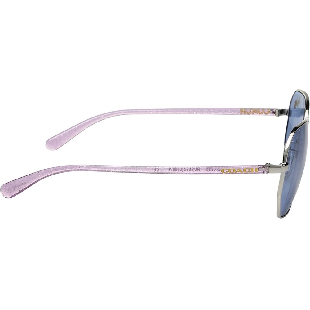 COACH NEW UNISEX silver frame solid blue lens 56 mm sunglasses - Picture 3 of 9